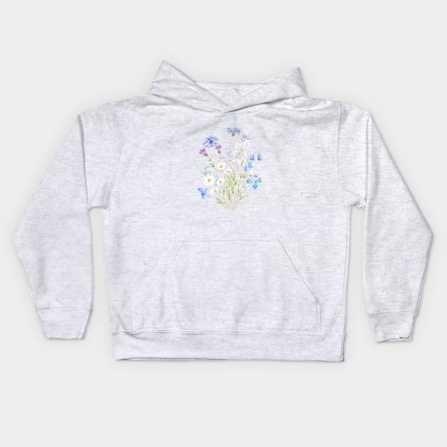 white, blue and orange wildflowers Kids Hoodie by colorandcolor